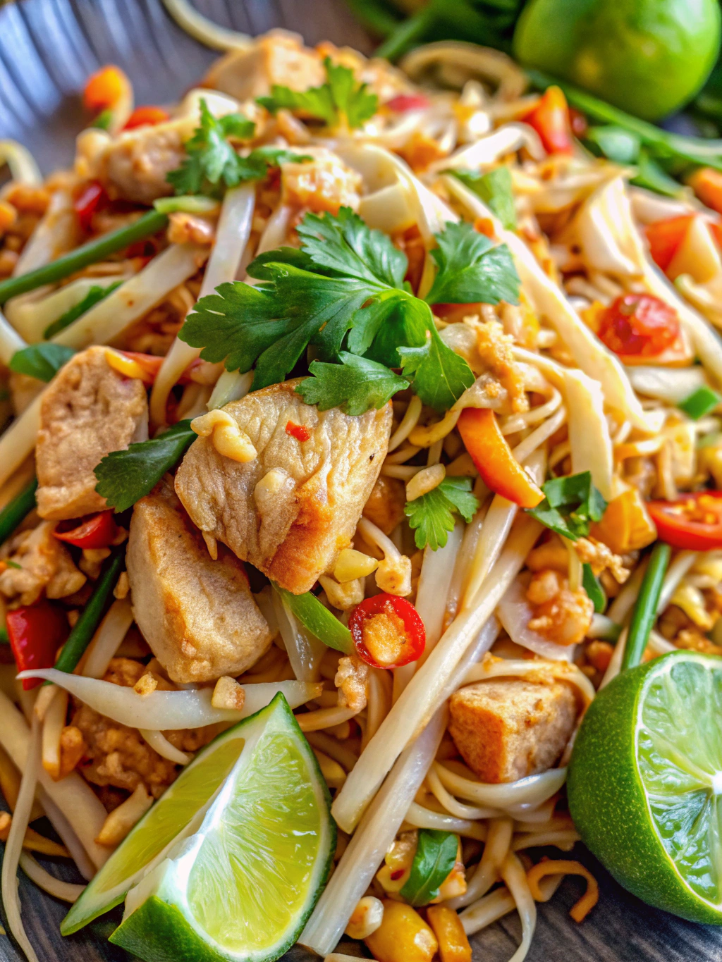 Ingrédients pour pad thai poulet