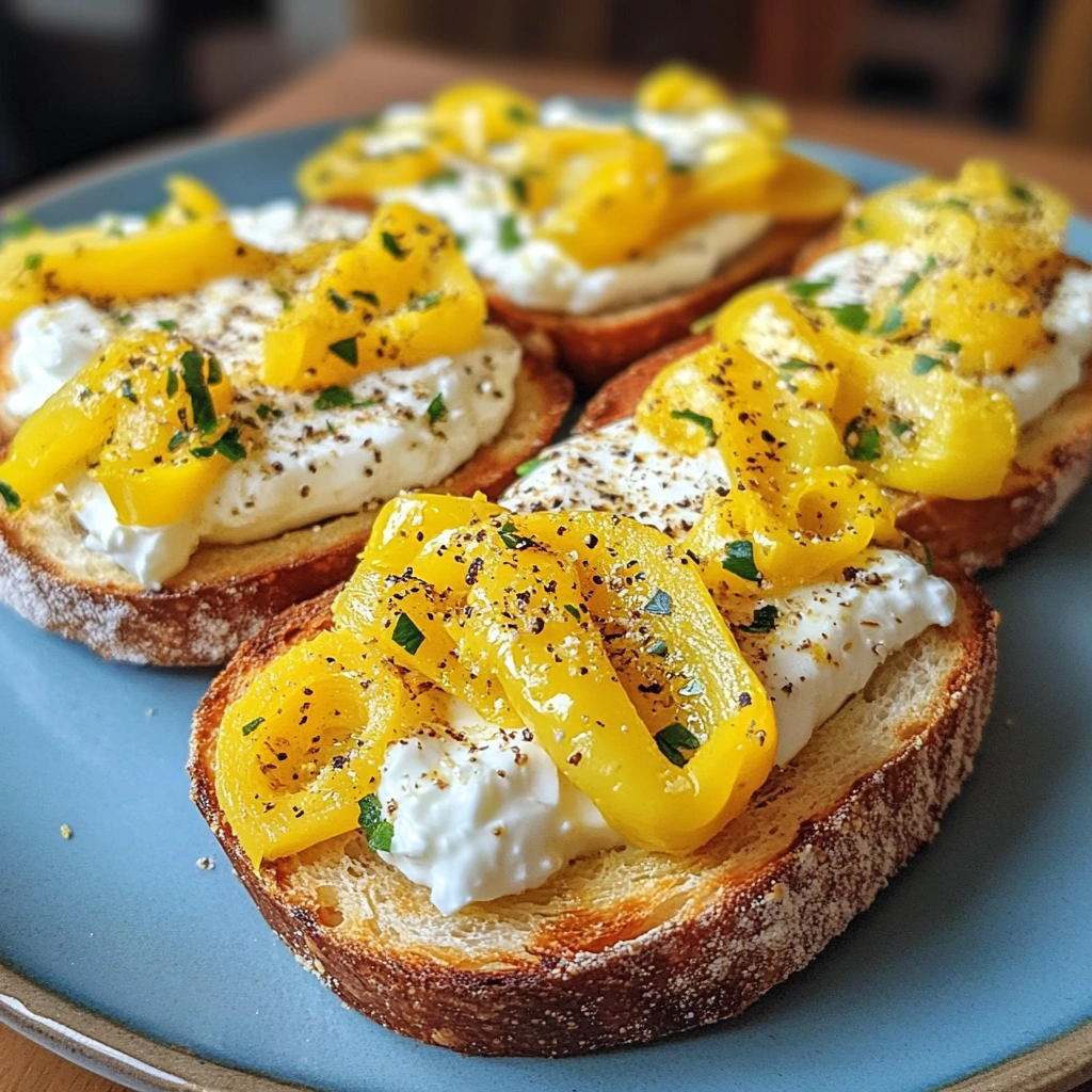 Bruschetta poivron jaune roti