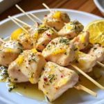 brochettes de poulet mariné au citron et au thym