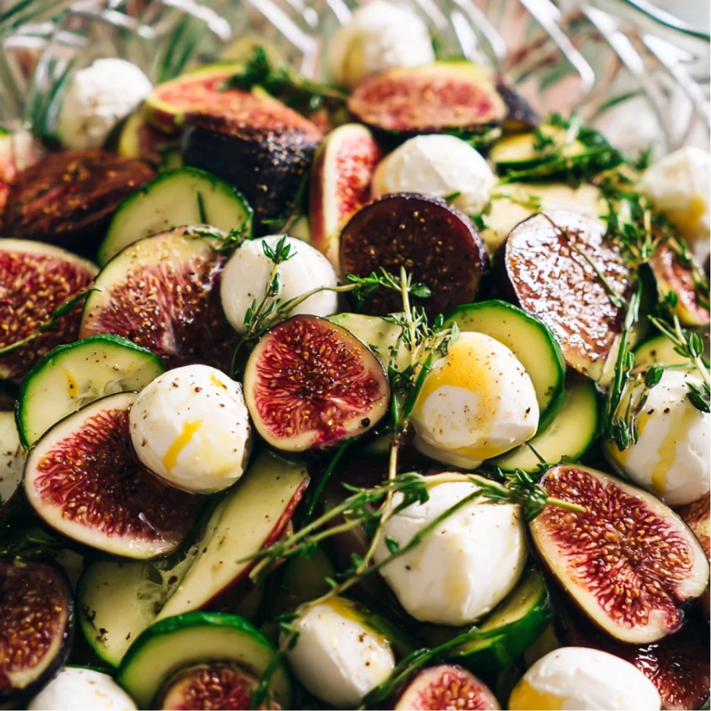 Salade Figues, Concombre, Mozzarella & Thym