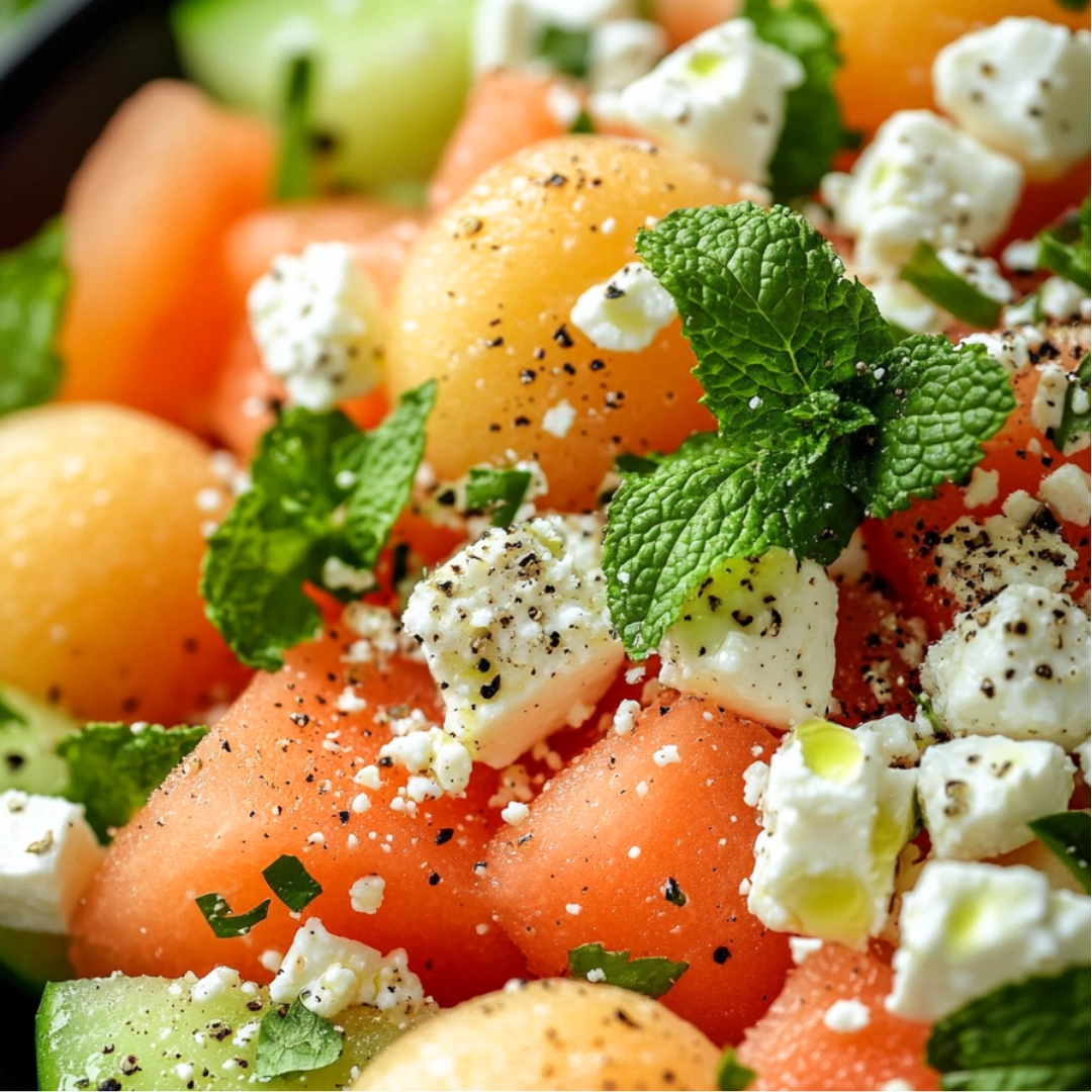 Salade Fraîcheur Melon, Feta et Menthe