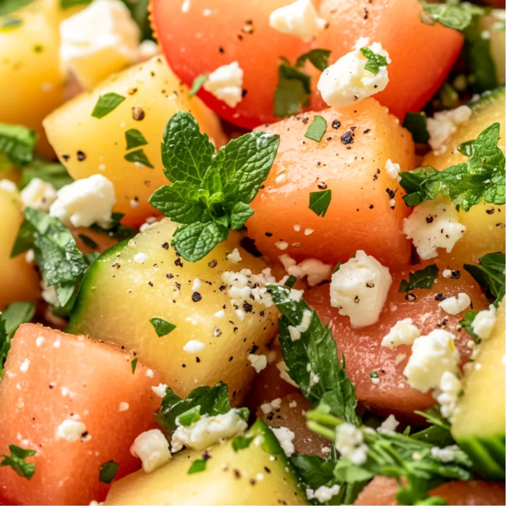 Salade Fraîcheur Melon, Feta et Menthe