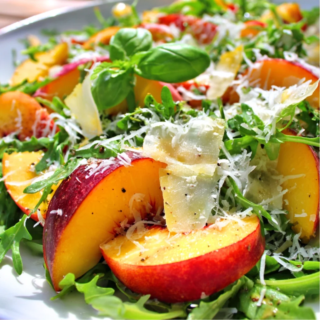 Salade Nectarines, Roquette, Parmesan & Basilic
