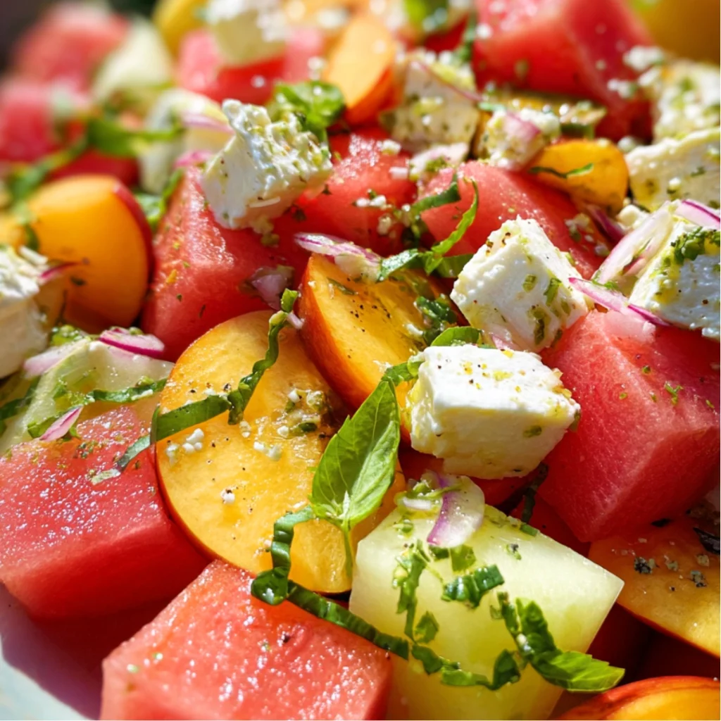 Salade Pastèque, Nectarine, Ricotta & Basilic