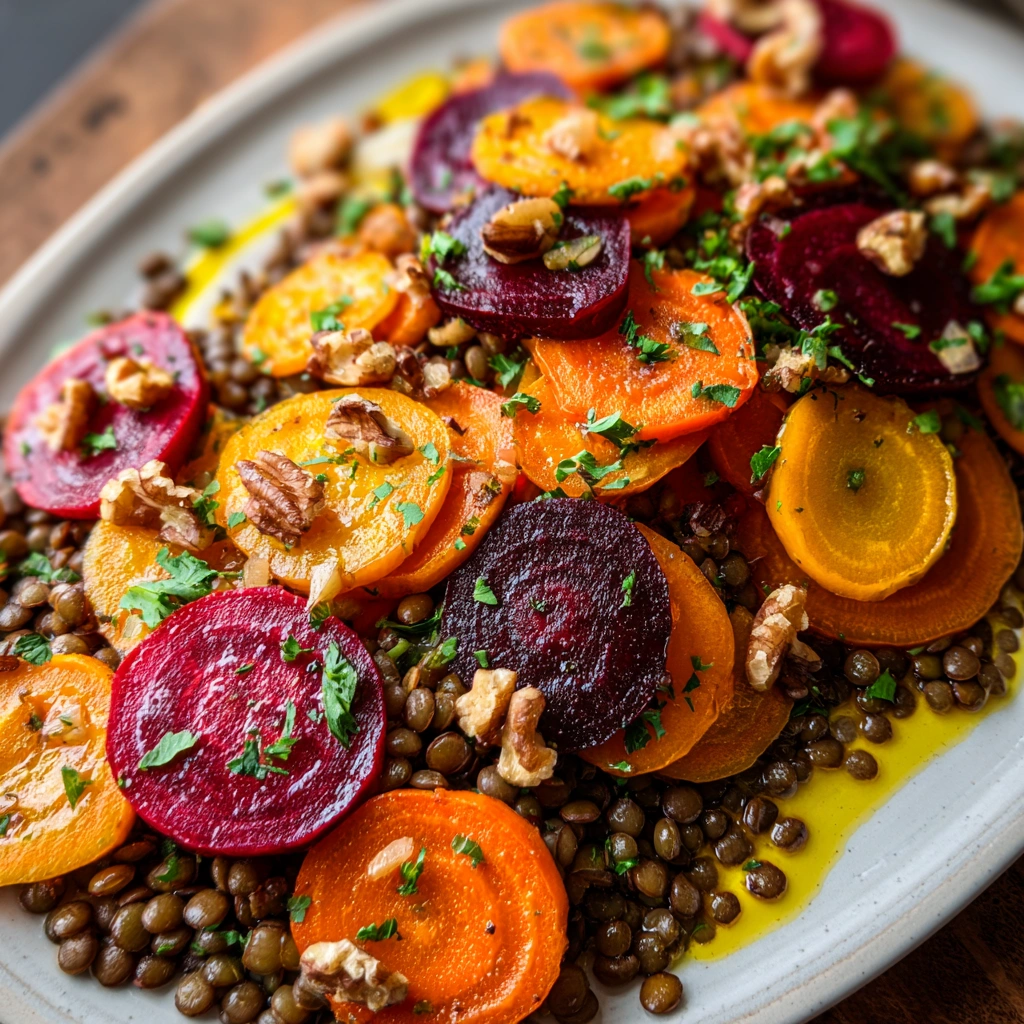 Salade de Lentilles, Carottes Rôties et Betteraves