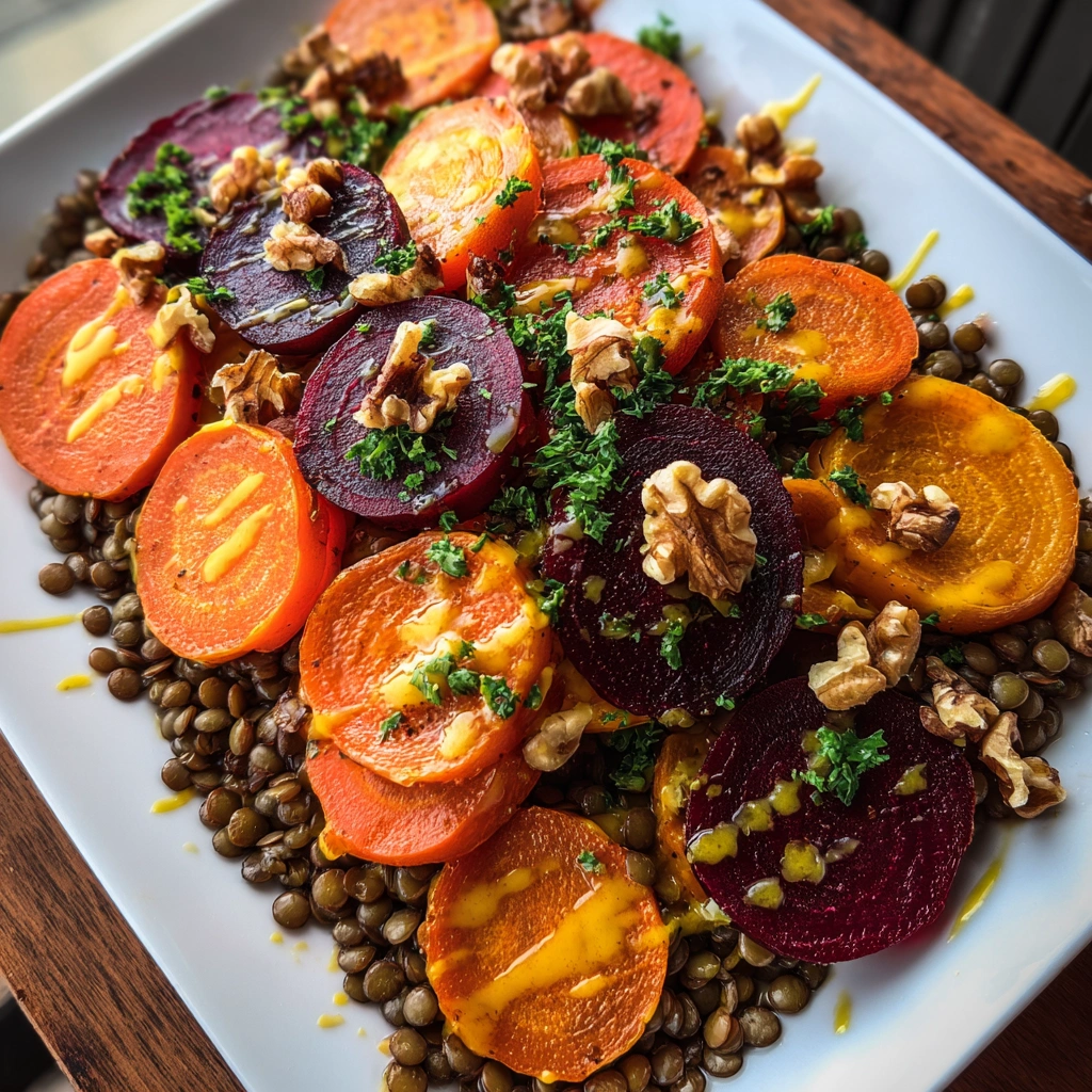 Salade de Lentilles, Carottes Rôties et Betteraves