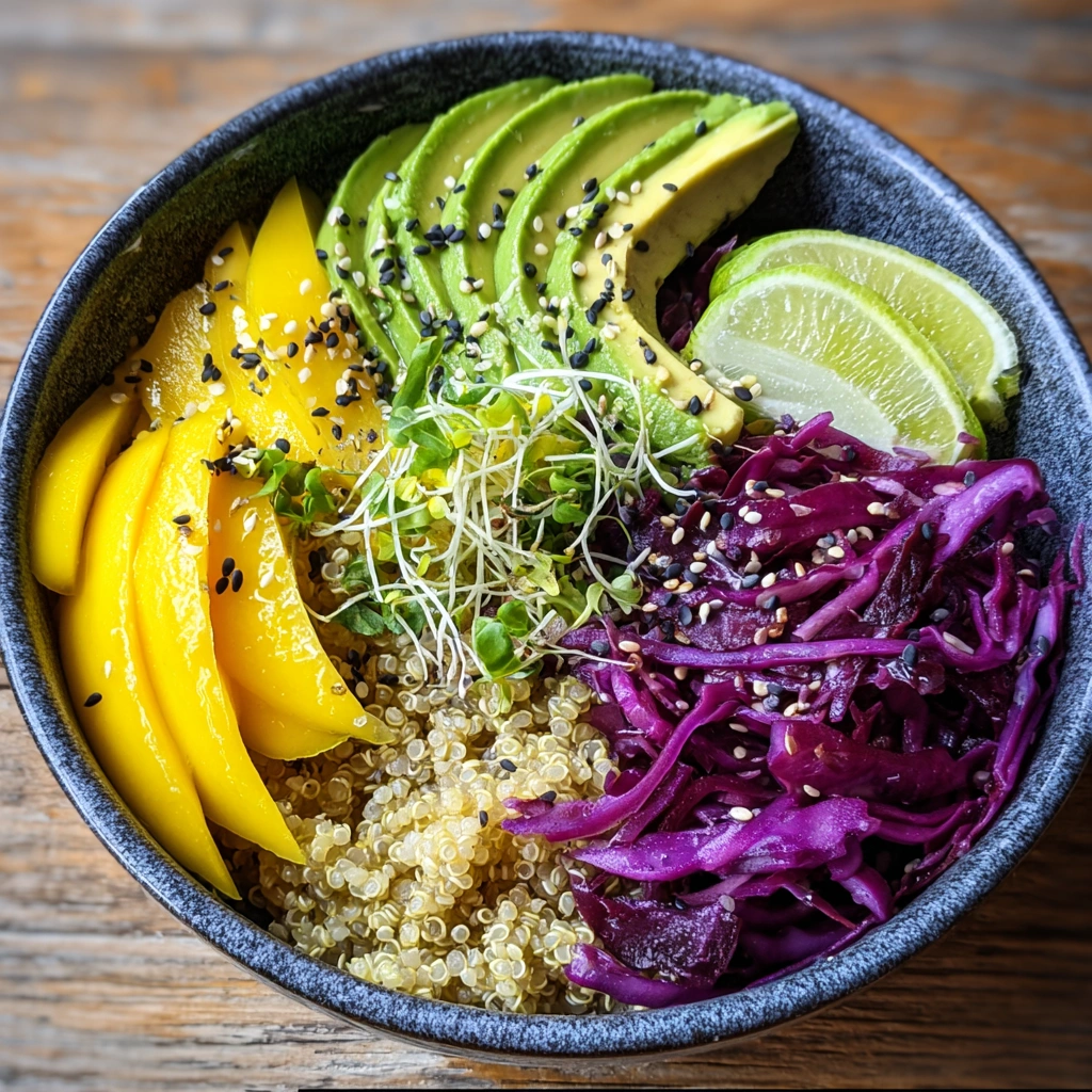 Salade de Quinoa, Mangue, Avocat et Chou Rouge