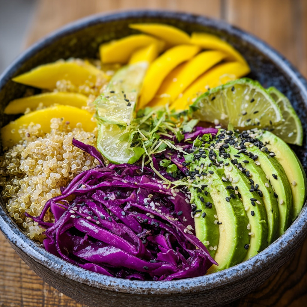 Salade de Quinoa, Mangue, Avocat et Chou Rouge