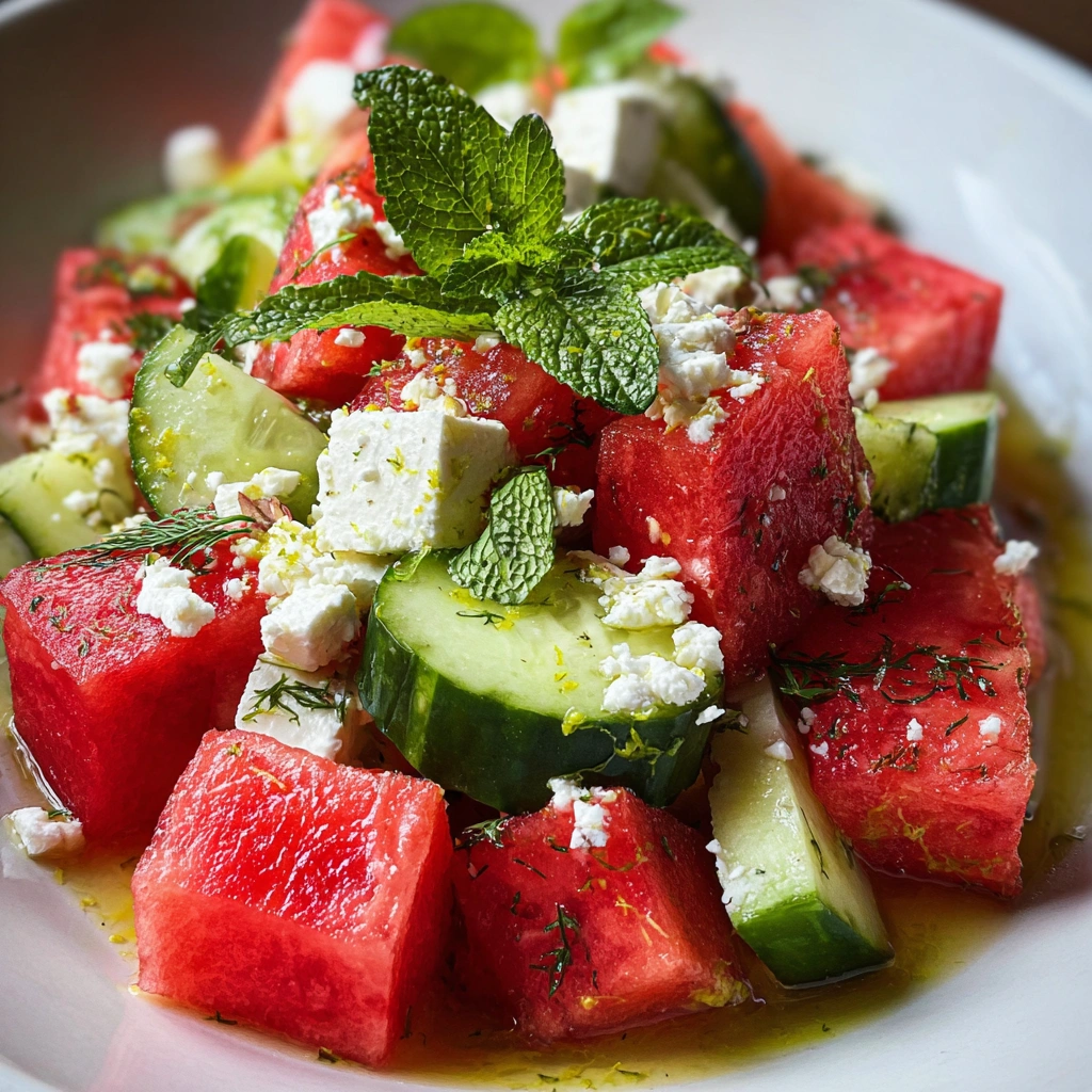 Salade pastèque, concombre et feta