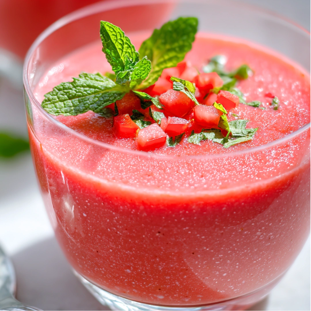 Gaspacho Pastèque, Poivron Rouge & Menthe Fraîche