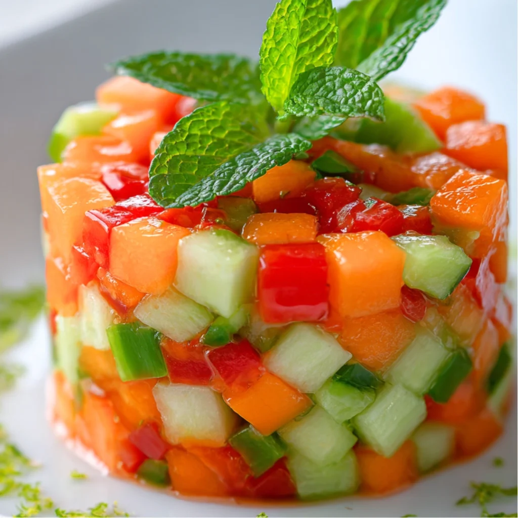Tartare de Melon, Concombre & Poivron Rouge