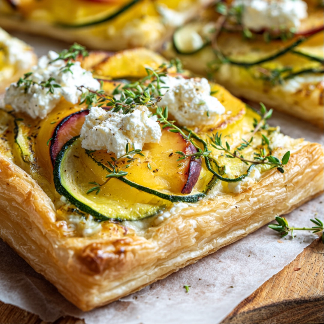 Tarte Fine aux Courgettes, Ricotta & Pêches