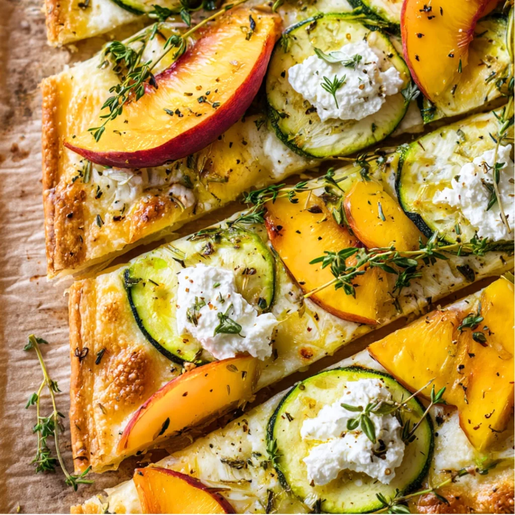 Tarte Fine aux Courgettes, Ricotta & Pêches